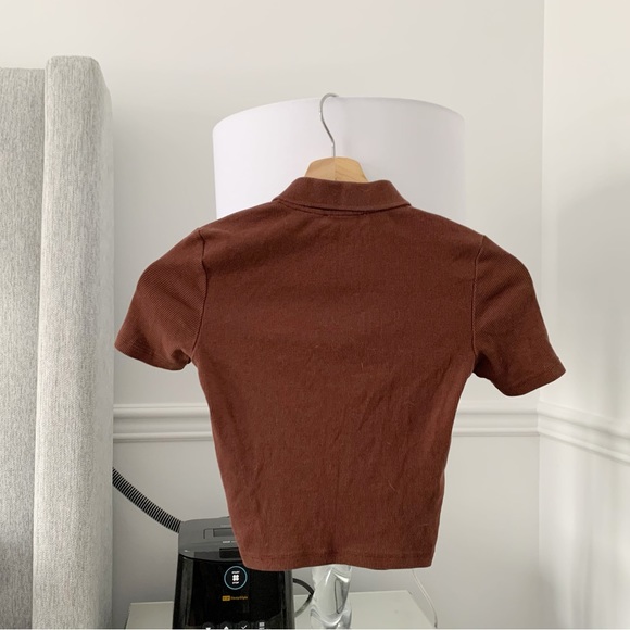 3/30$🤍 ZARA | Brown polo cropped tee - Picture 2 of 4